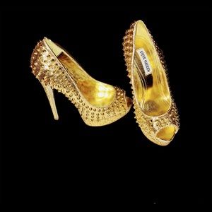 Steve Madden GOLDEN Spiked 8' High Heels 9